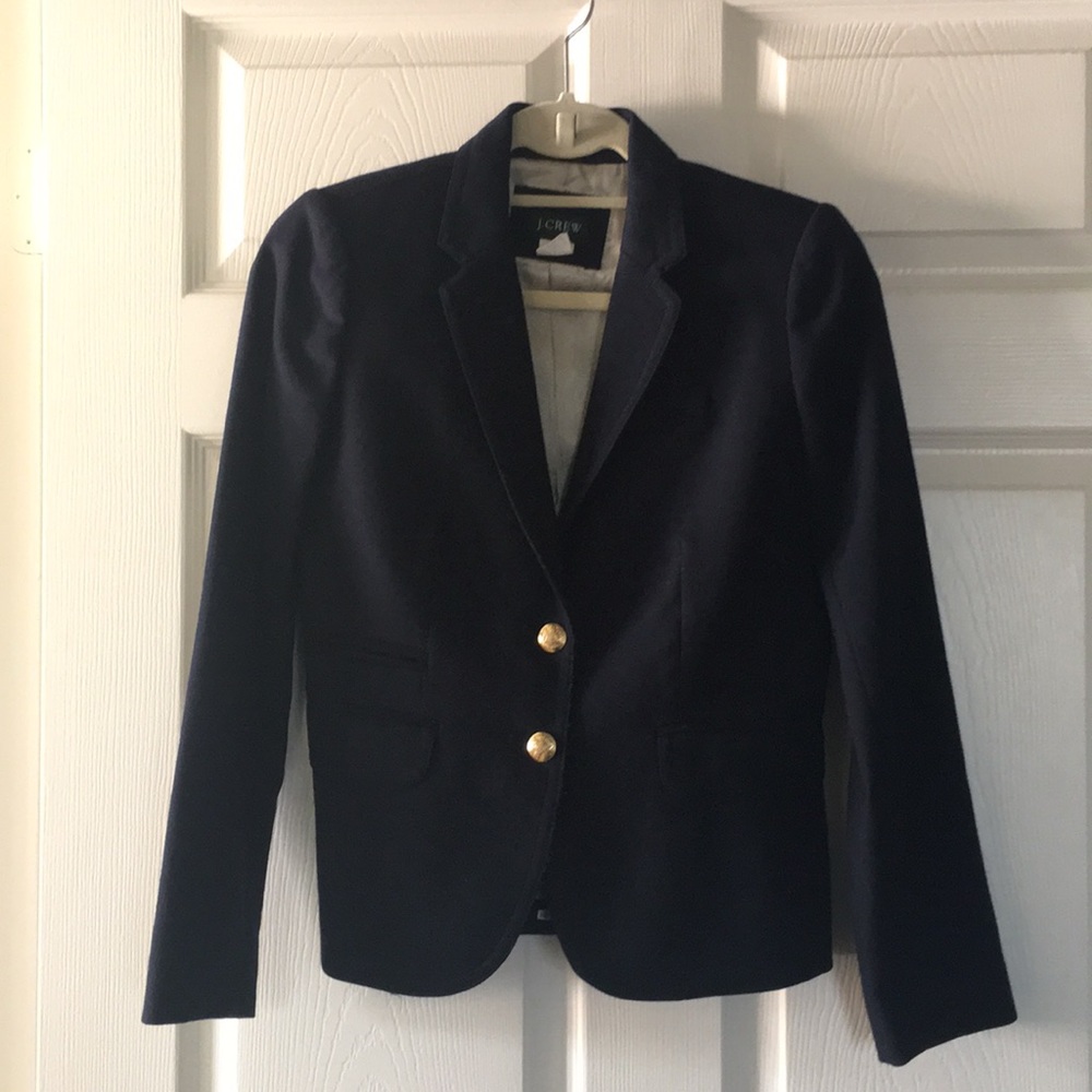 J. Crew navy wool schoolboy blazer, 00